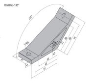 Winkel 135°, 70x70x9 mm.