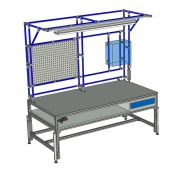 Schweißtisch aus Aluminiumprofilen mit Höheneinstellung per Kurbel 23080480